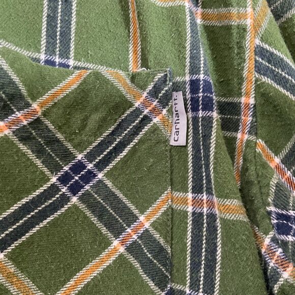 Carhartt Flannel Fleece Shirt Jacket Men's Sz XL Green plaid Shacket outdoors * - Picture 3 of 11